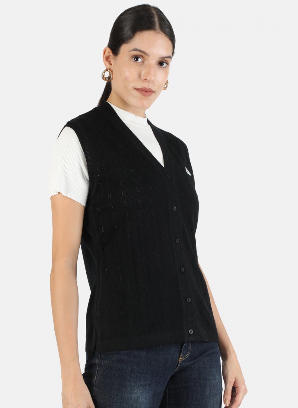 Women Black Solid Cardigan