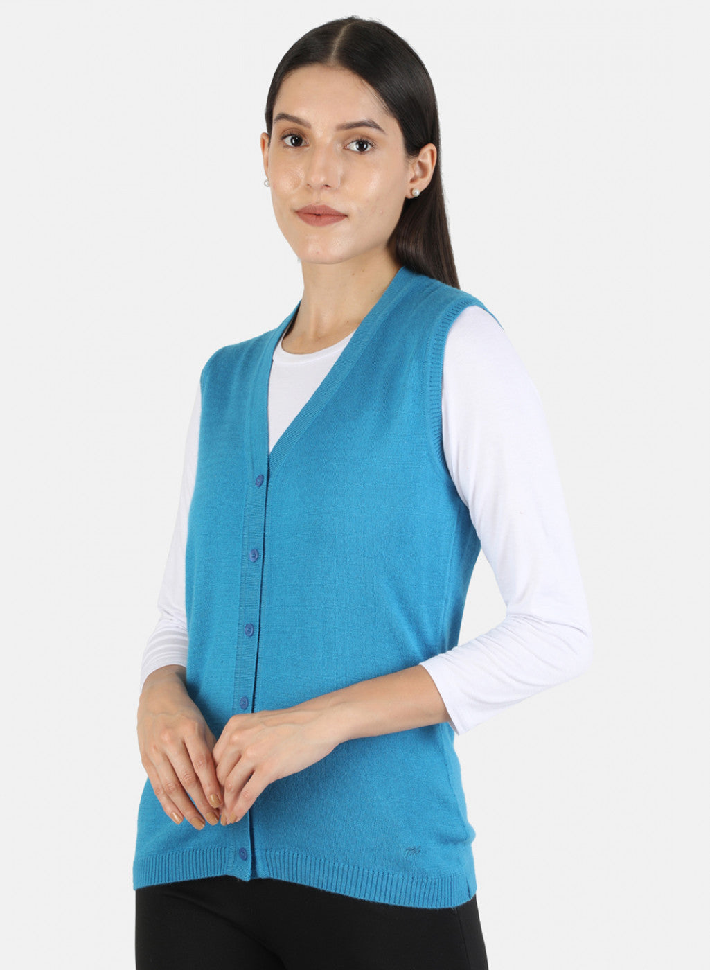 Women Blue Solid Cardigan