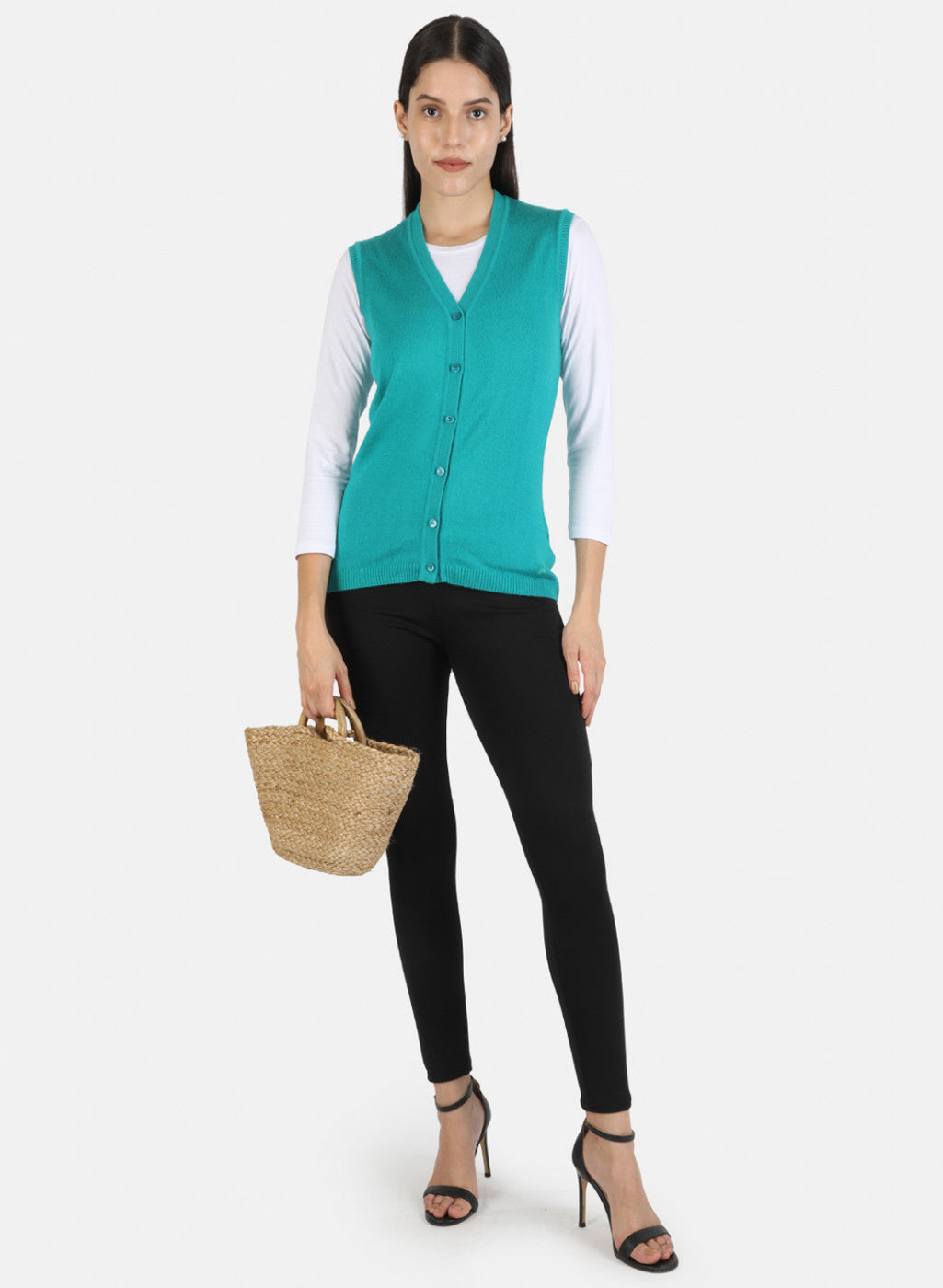 Women Green Solid Cardigan