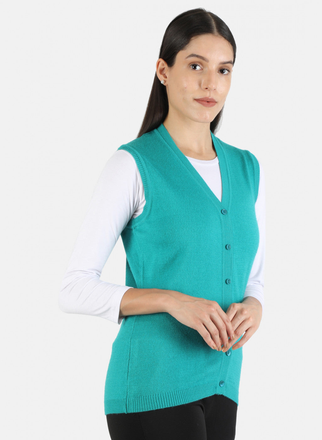 Women Green Solid Cardigan