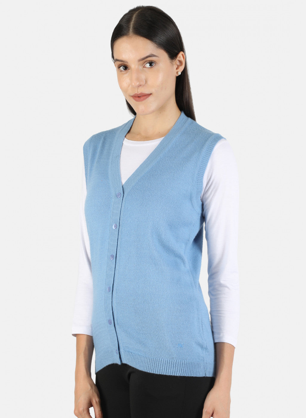 Women Blue Solid Cardigan