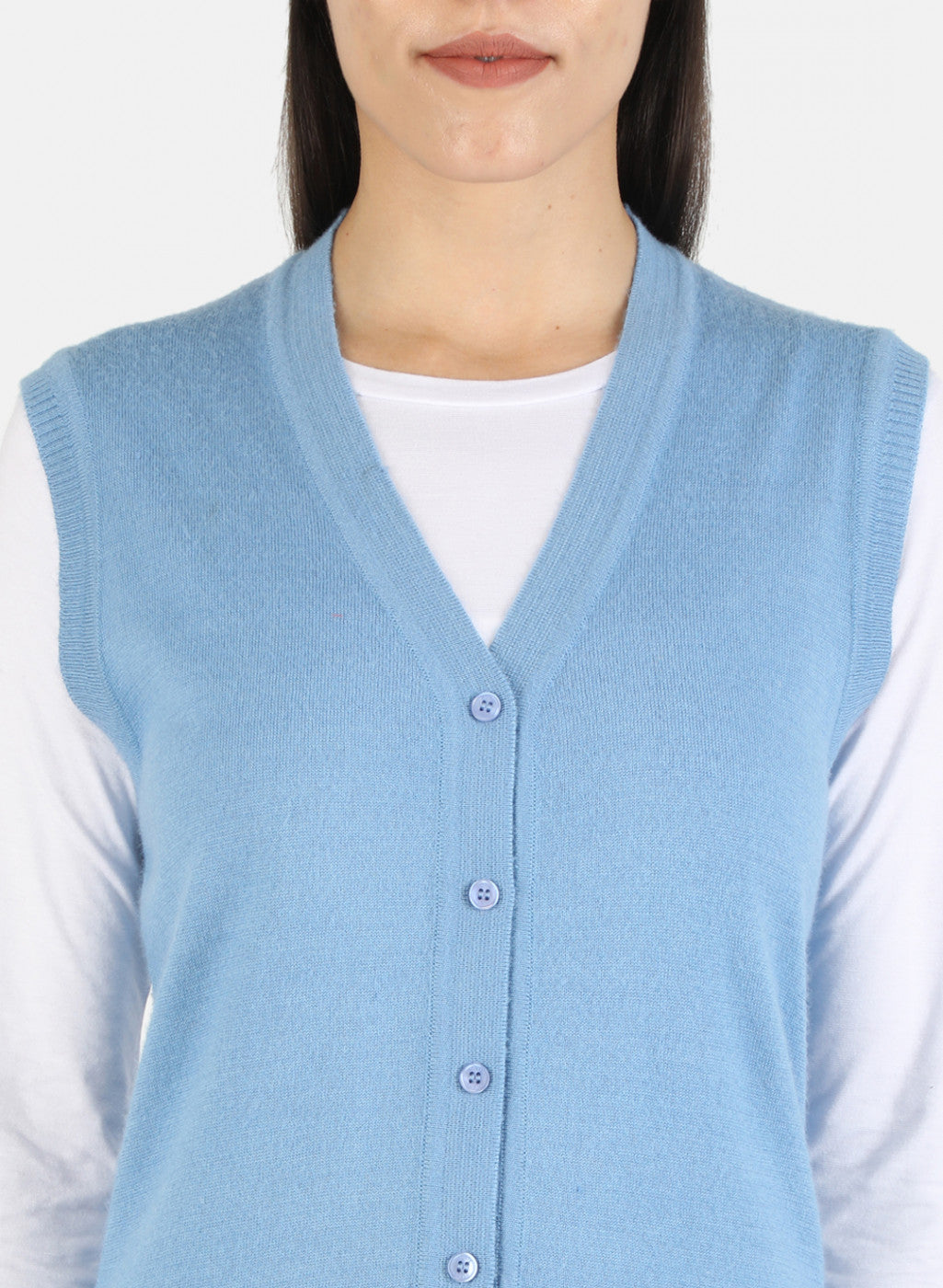 Women Blue Solid Cardigan