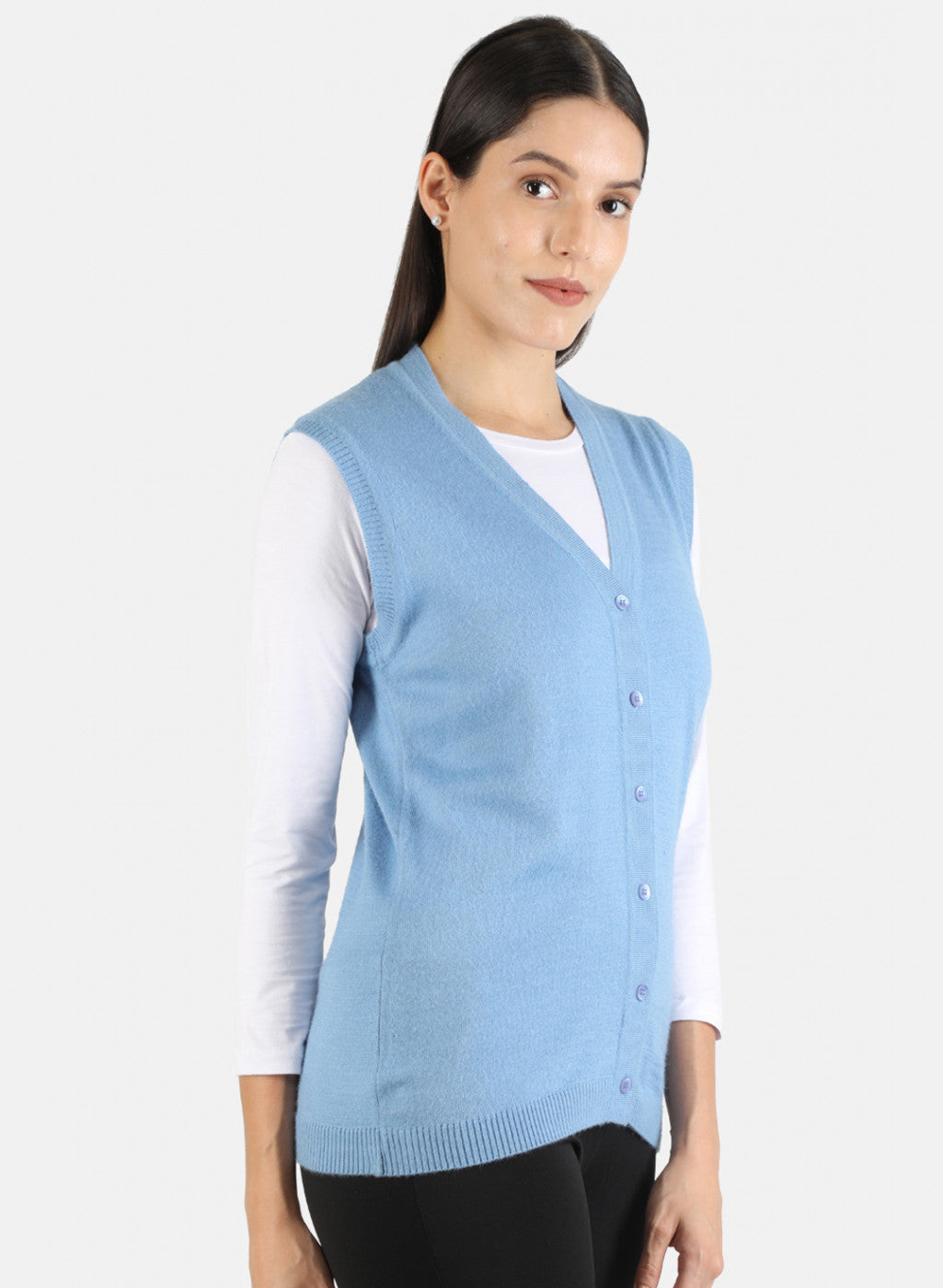 Women Blue Solid Cardigan