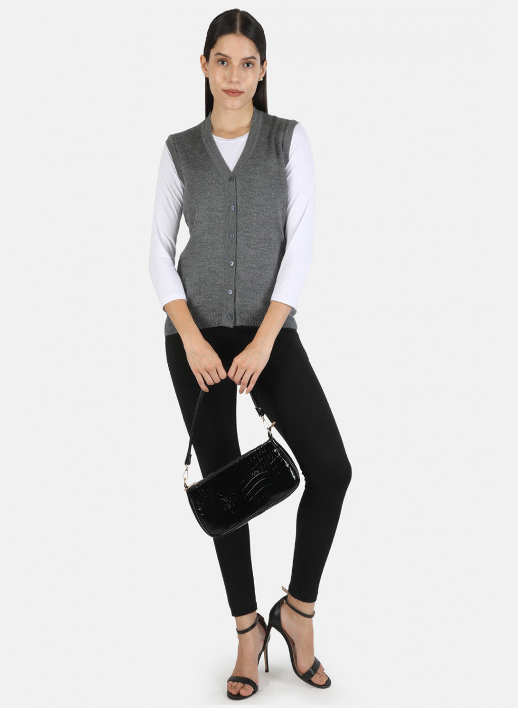 Women Grey Solid Cardigan