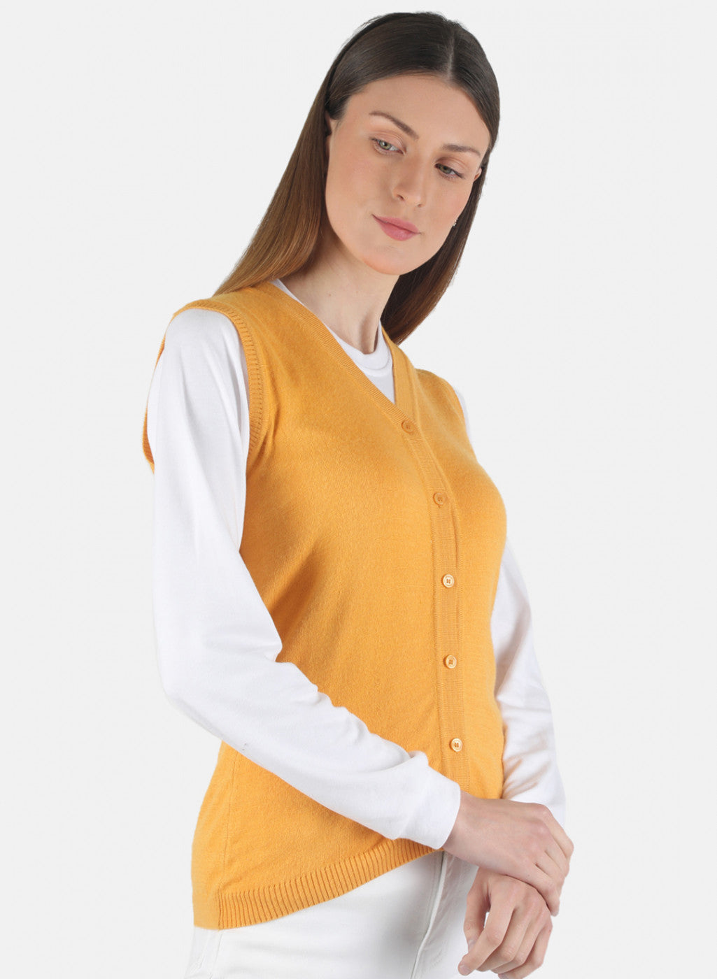 Women Yellow Solid Cardigan