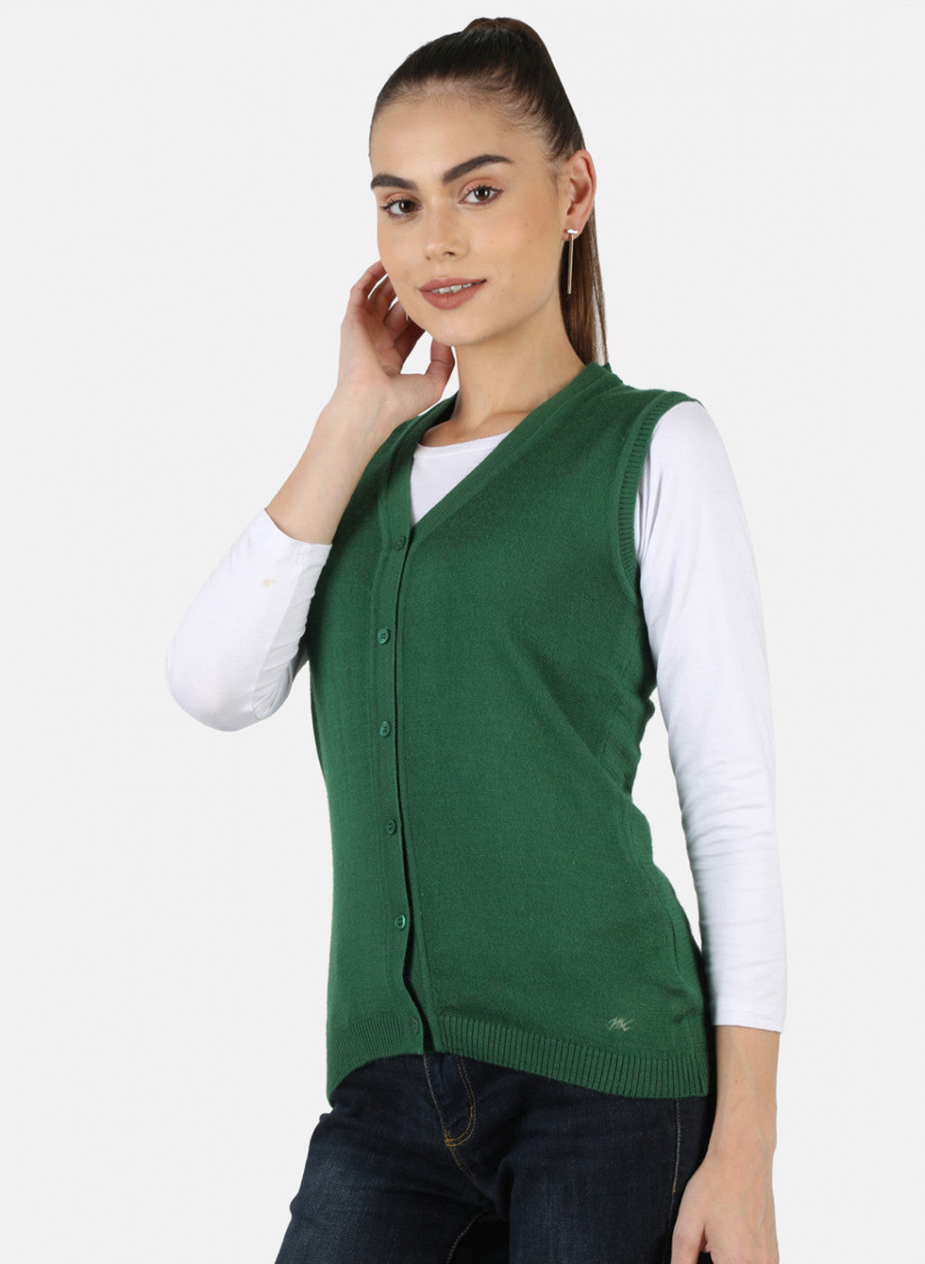 Women Green Solid Cardigan