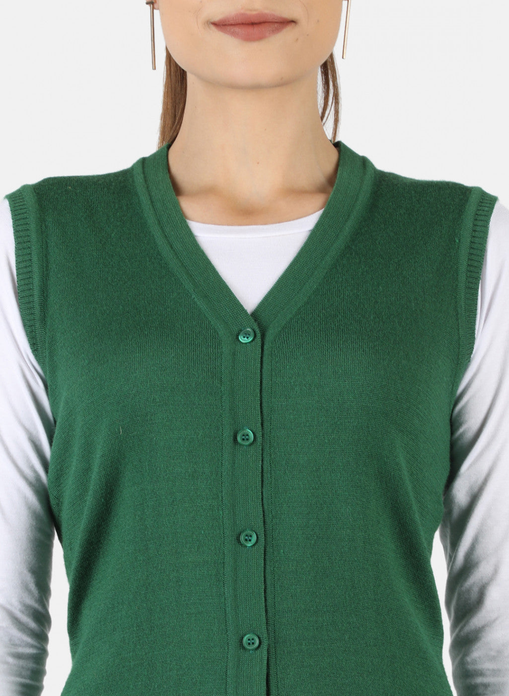 Women Green Solid Cardigan