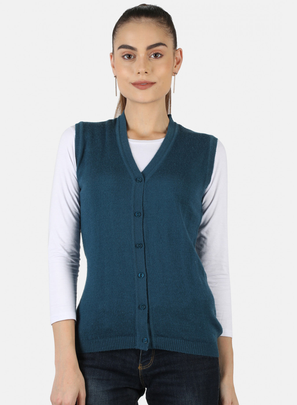 Women Blue Solid Cardigan