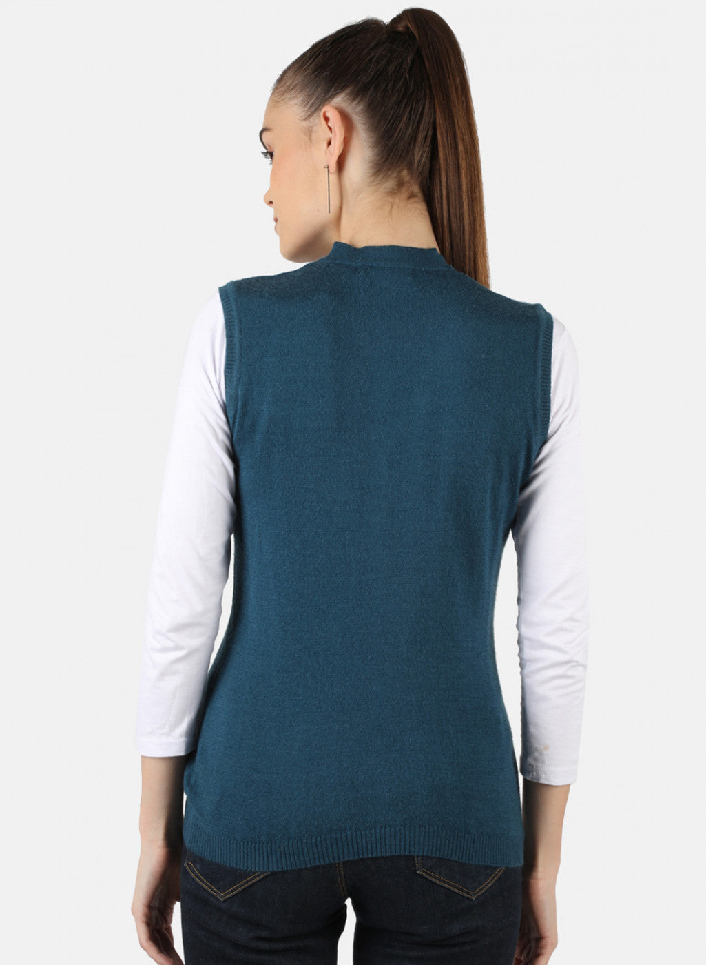 Women Blue Solid Cardigan