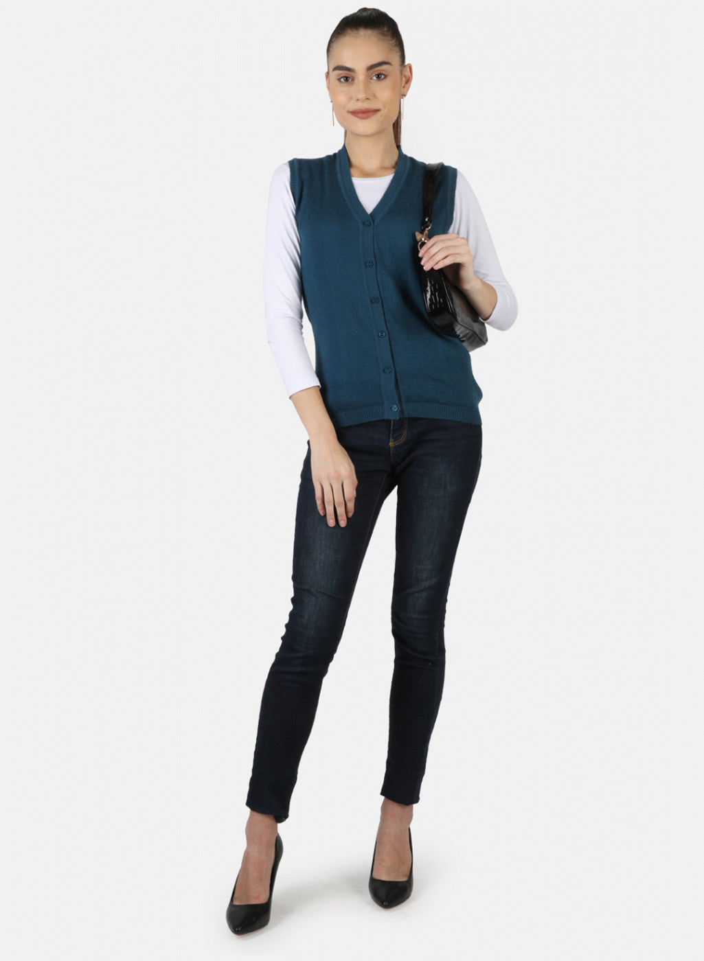 Women Blue Solid Cardigan