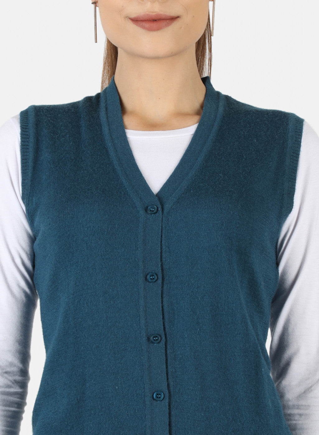 Women Blue Solid Cardigan