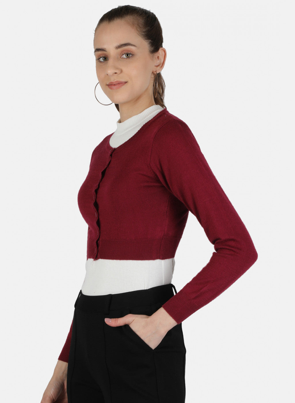 Women Maroon Solid Blouse