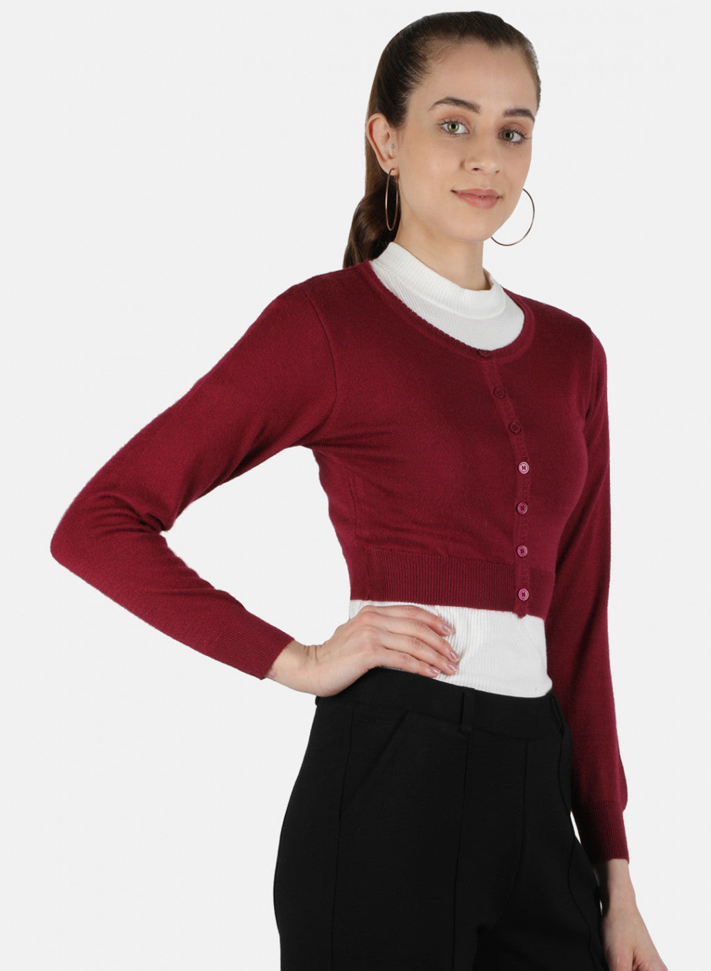 Women Maroon Solid Blouse