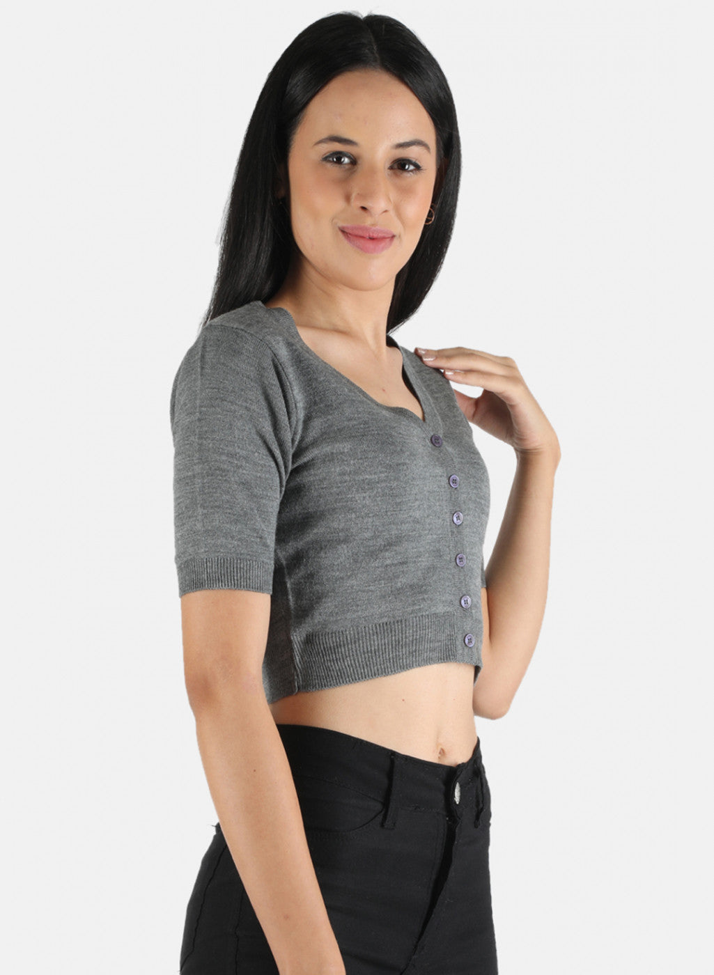 Women Grey Solid Blouse