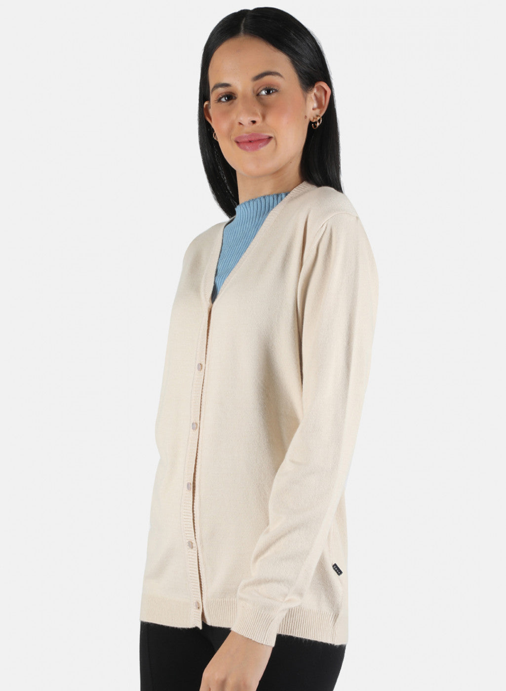 Women Beige Self Design Cardigan