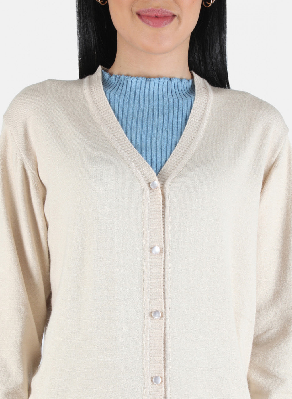 Women Beige Self Design Cardigan