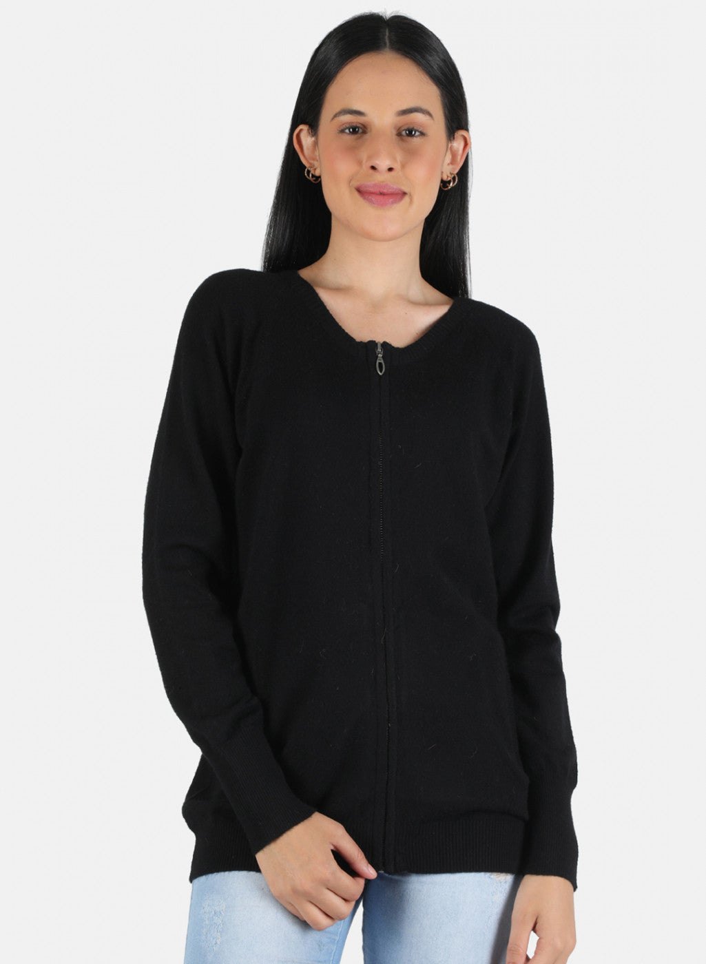 Women Black Self Design Pullover