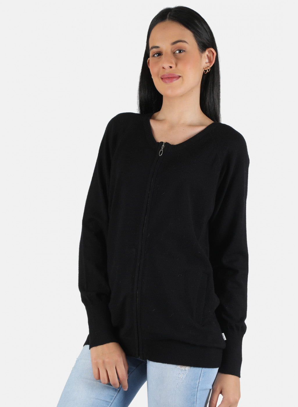 Women Black Self Design Pullover