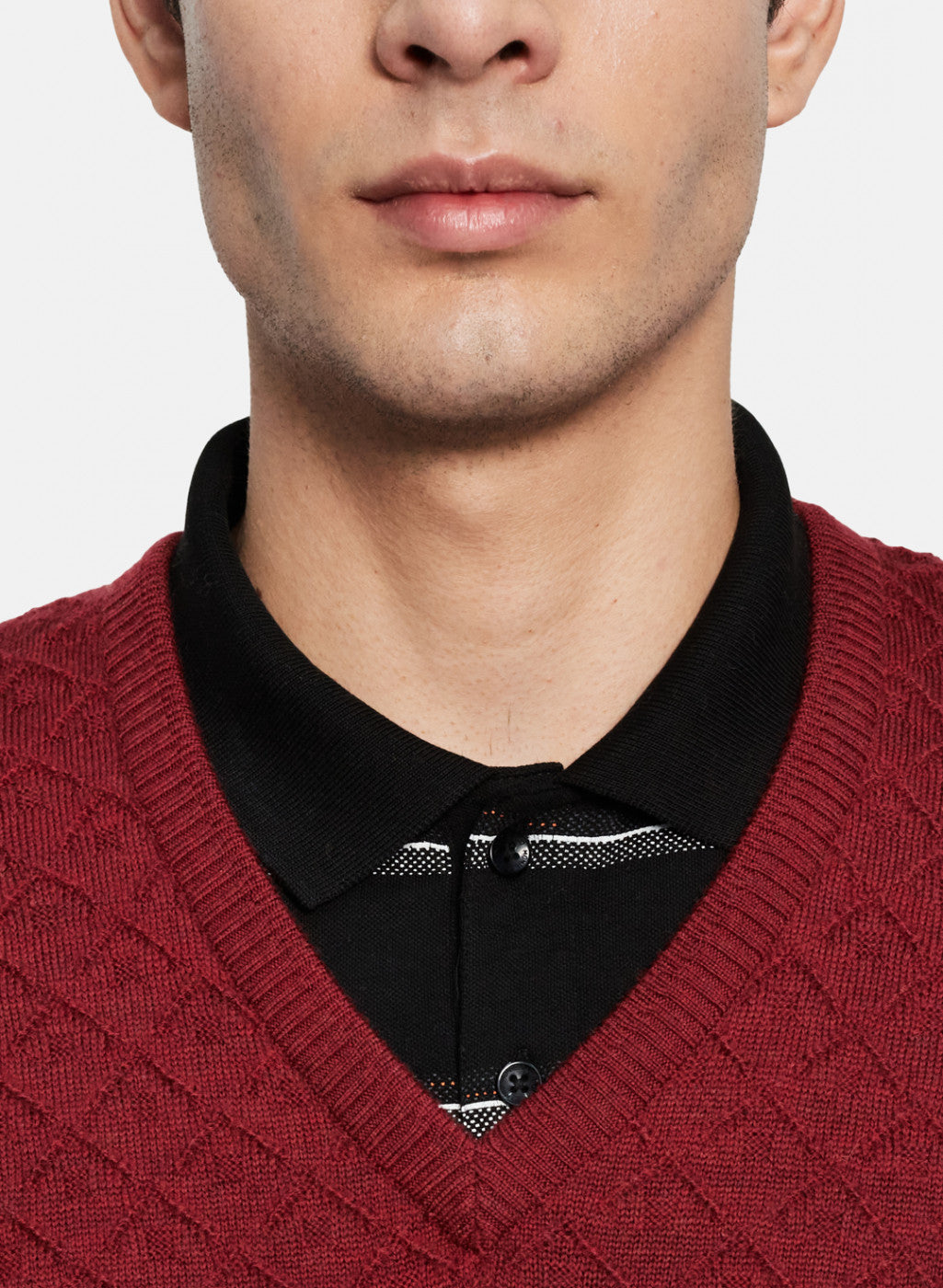 Men Maroon Self Design Pullover