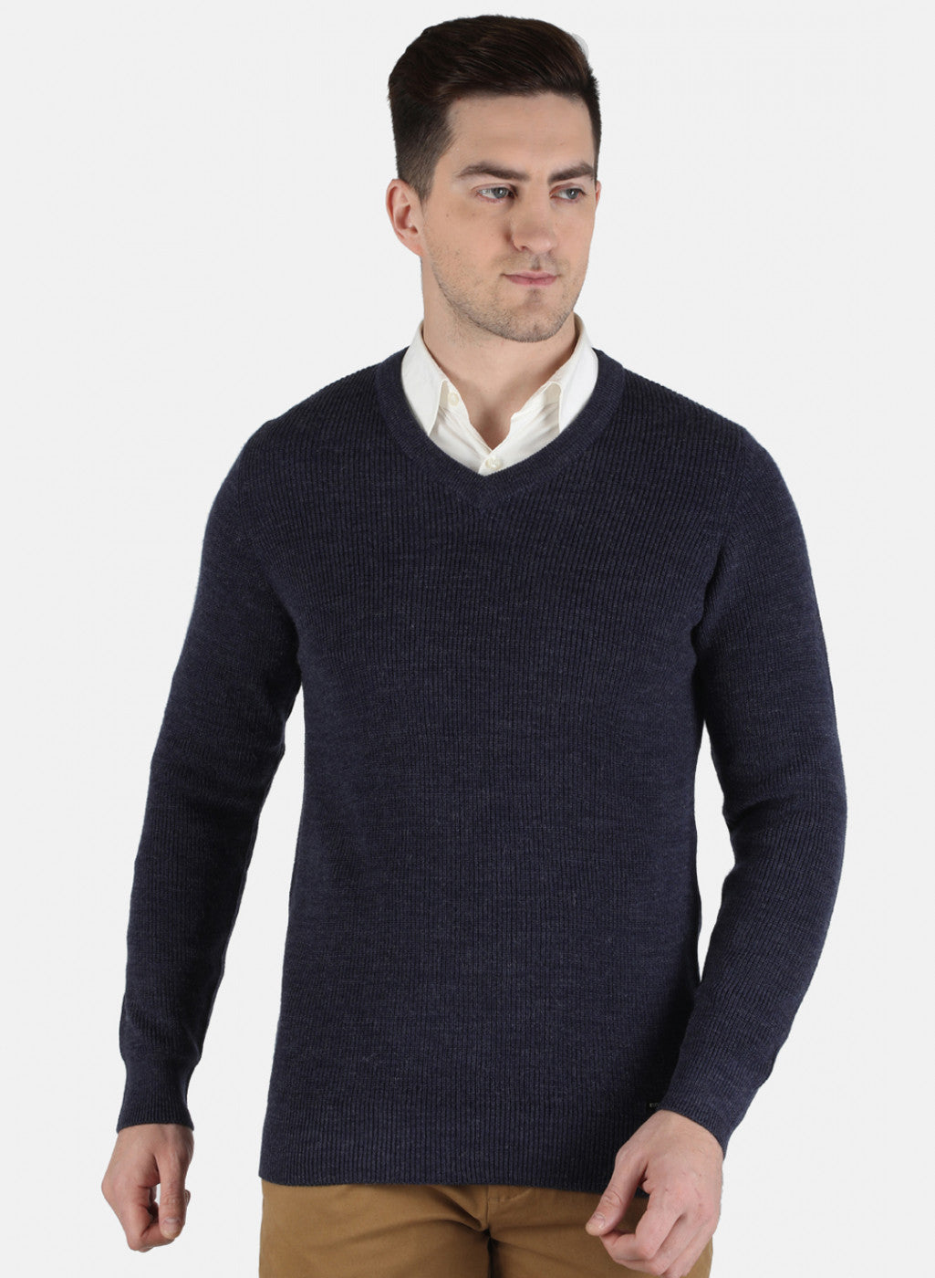 Men Blue Self Design Pullover