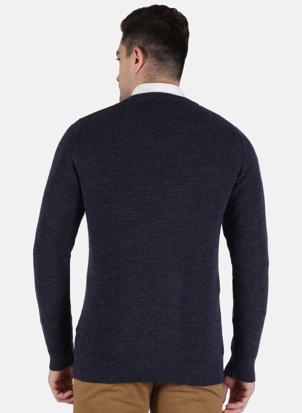 Men Blue Self Design Pullover