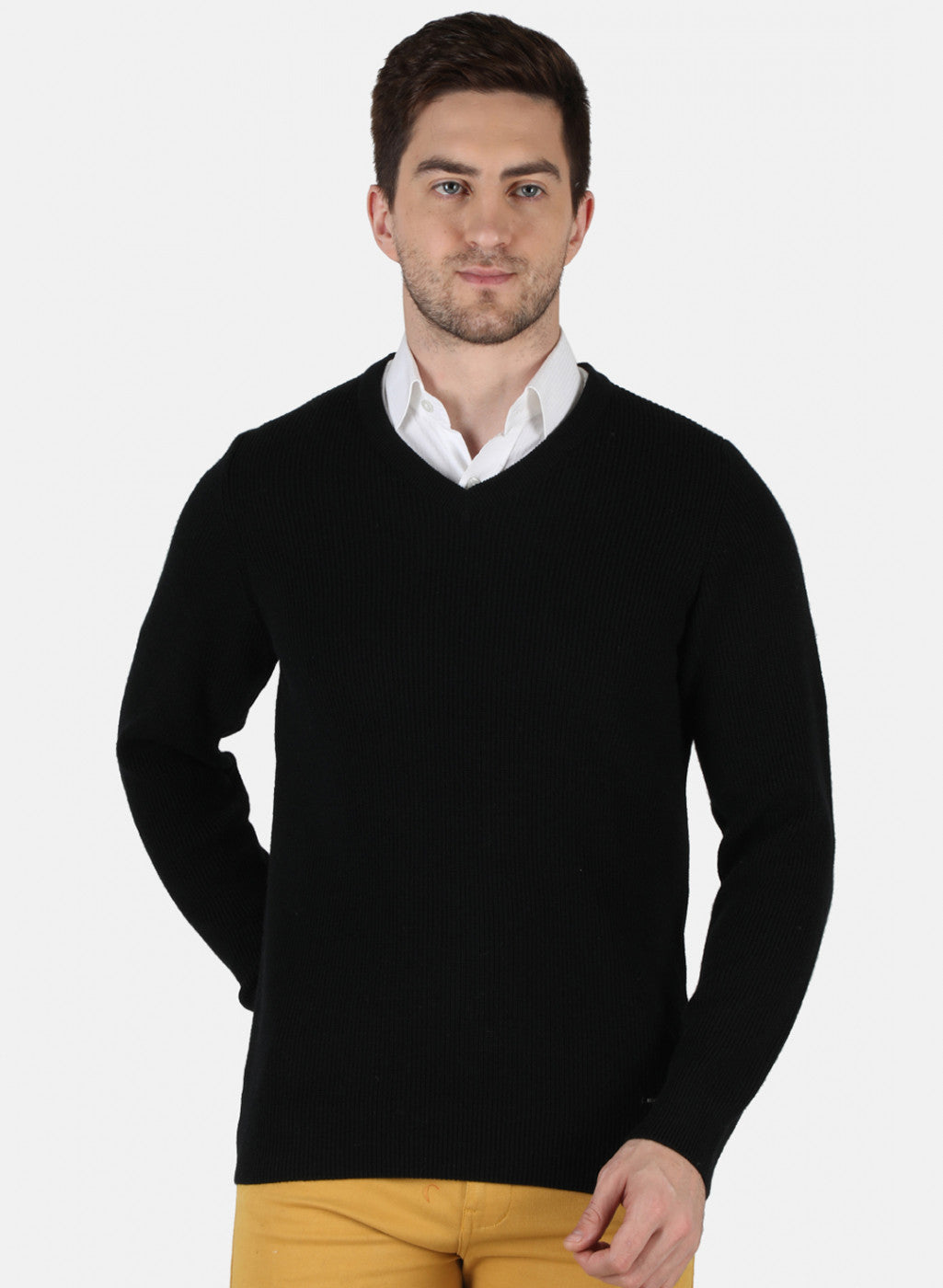 Men Black Self Design Pullover