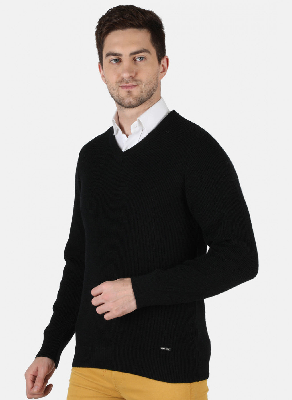 Men Black Self Design Pullover