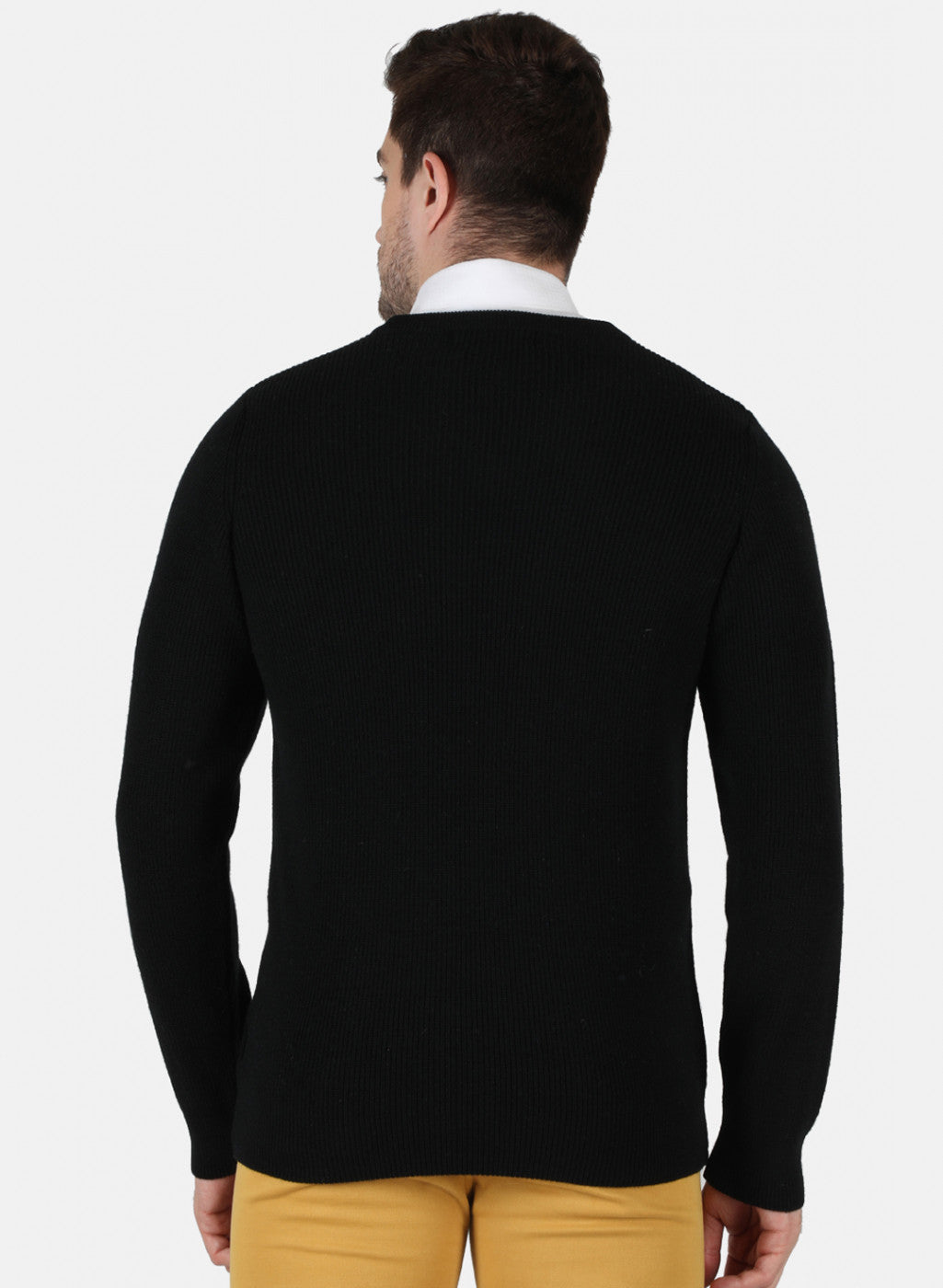 Men Black Self Design Pullover