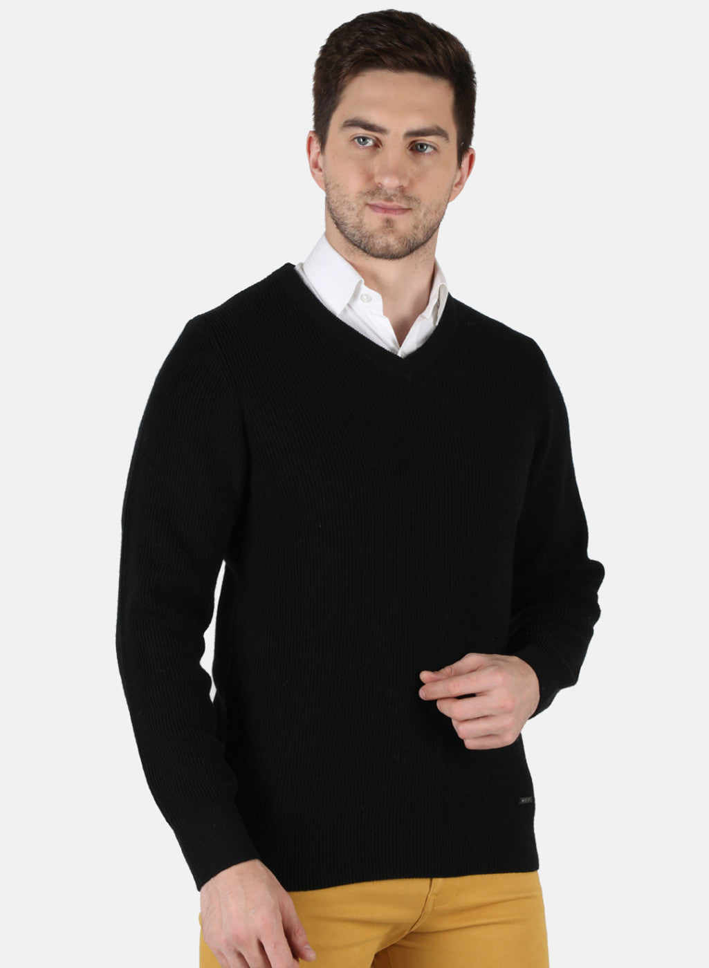 Men Black Self Design Pullover