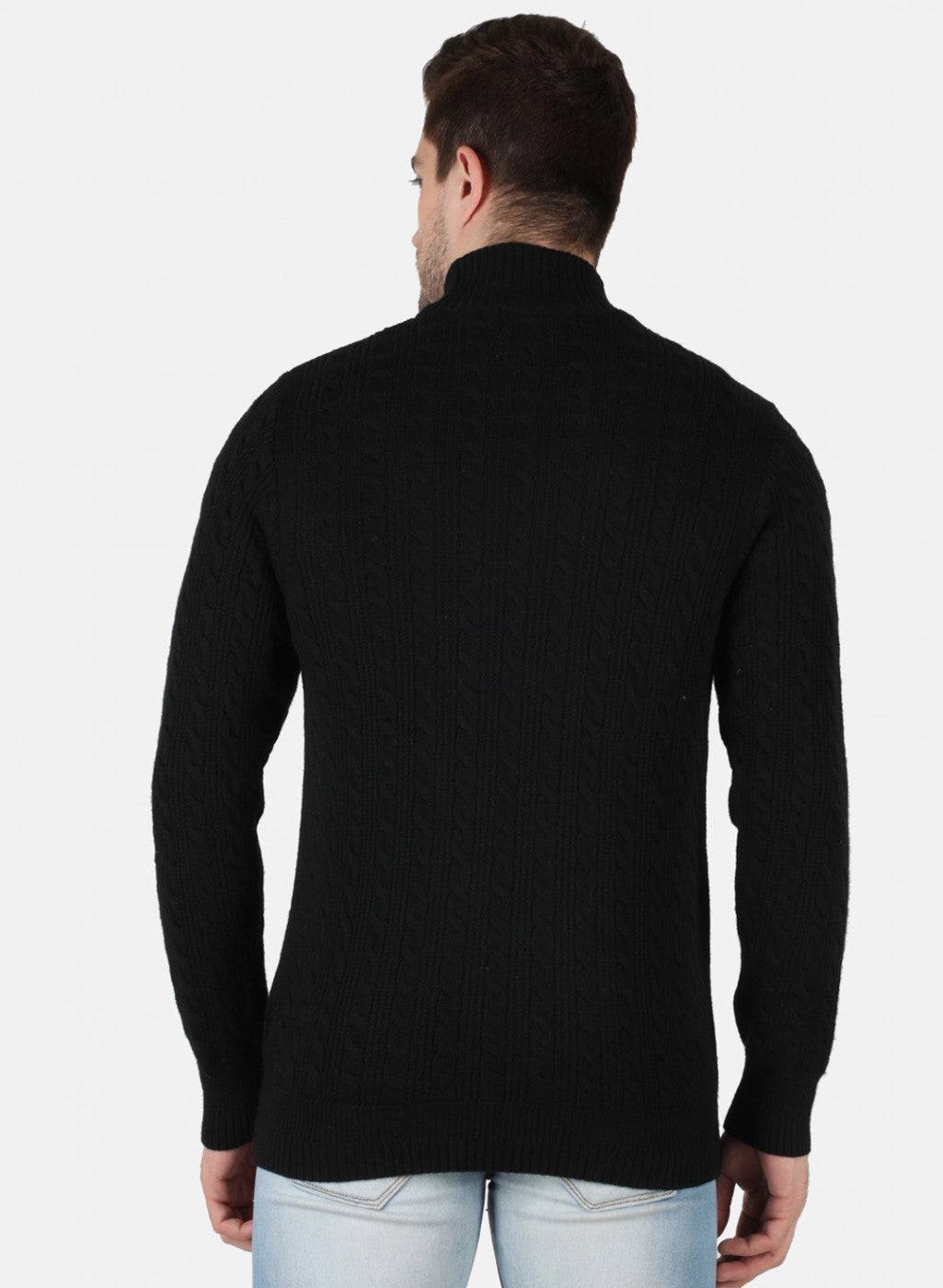 Men Black Self Design Pullover