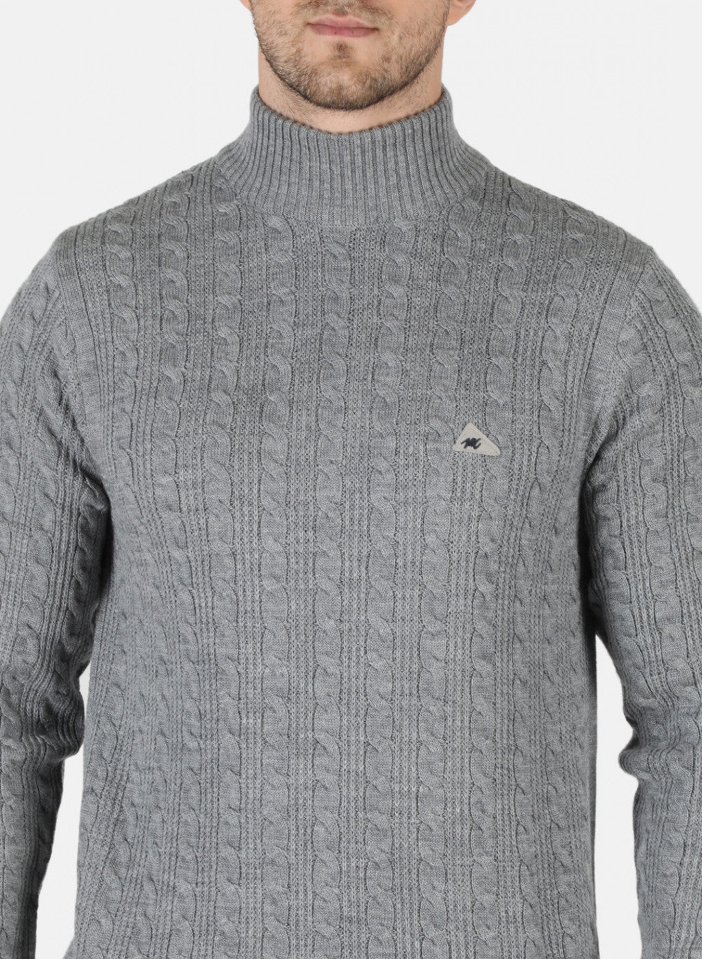 Men Grey Self Design Pullover