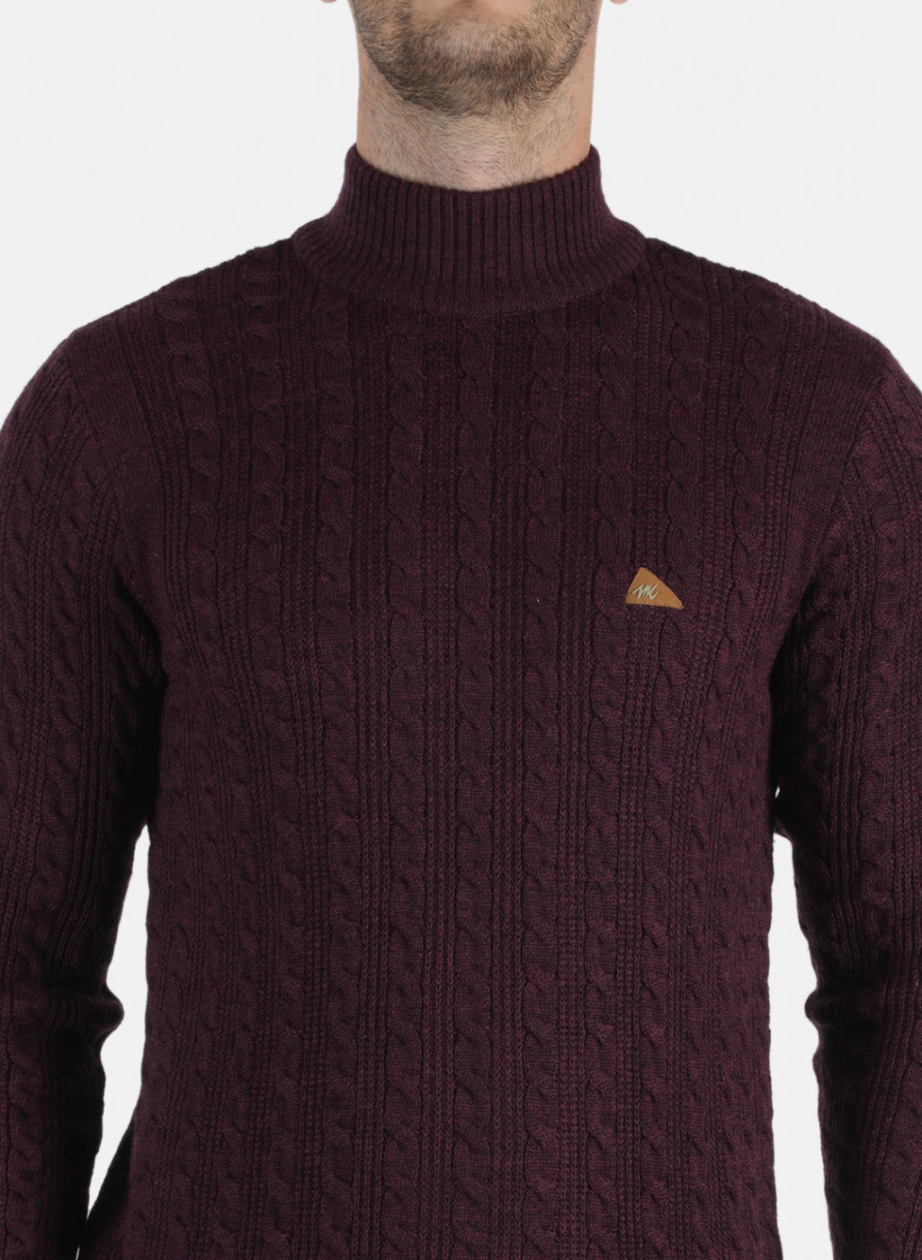 Men Maroon Self Design Pullover