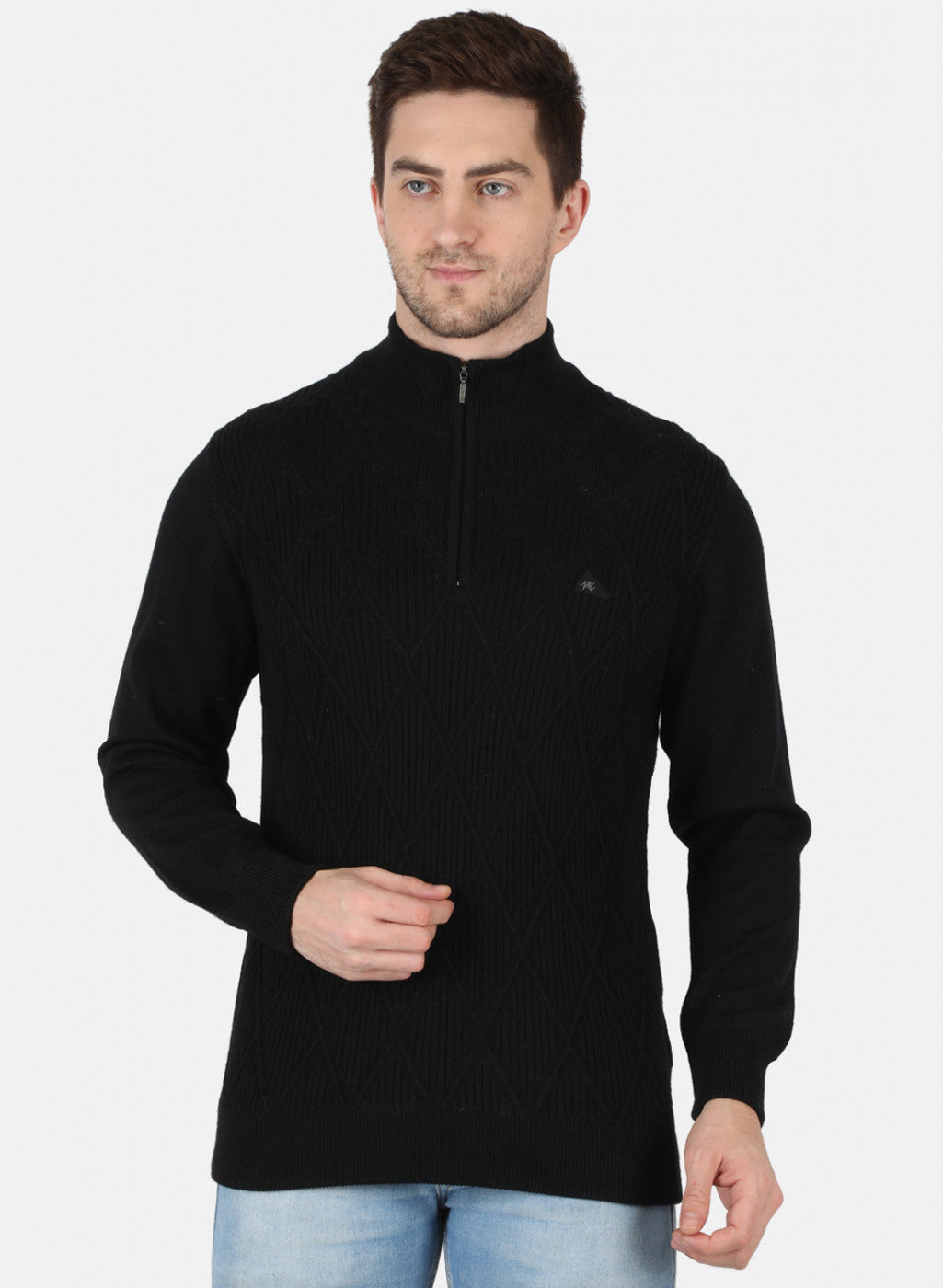 Men Black Self Design Pullover