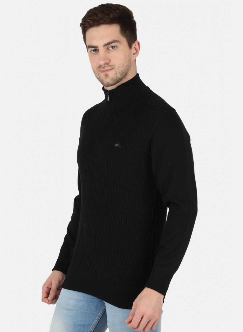 Men Black Self Design Pullover