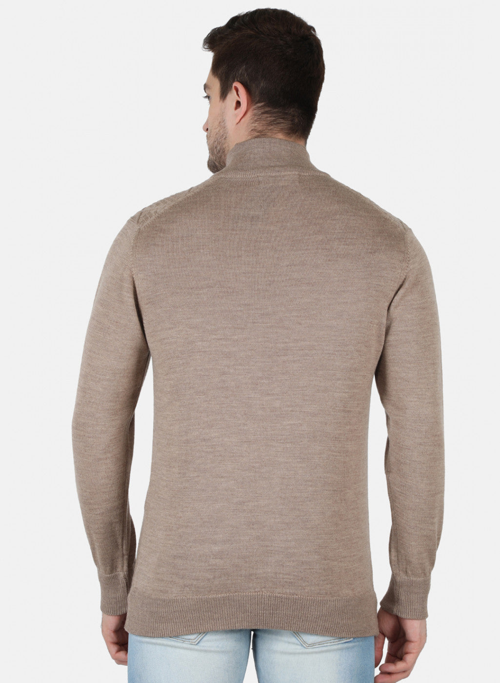 Men Brown Self Design Pullover