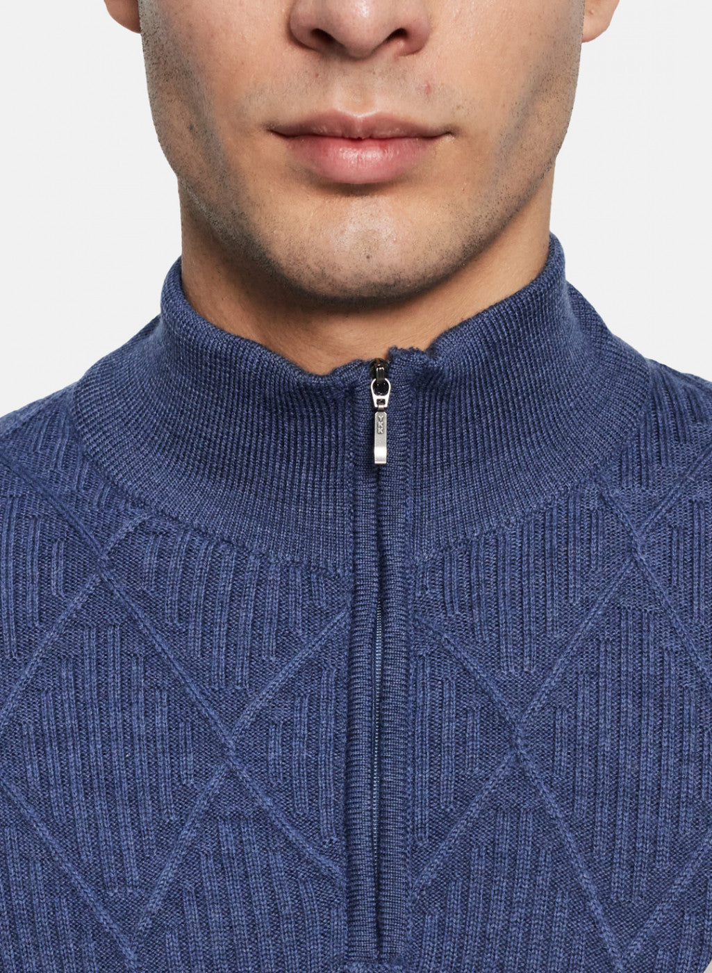 Men Blue Self Design Pullover