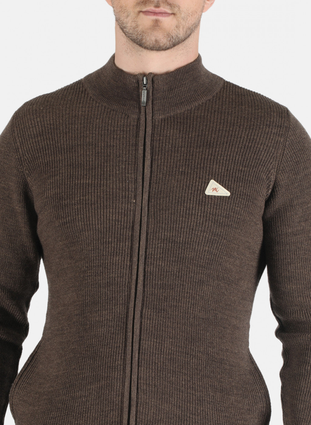 Men Brown Self Design Pullover