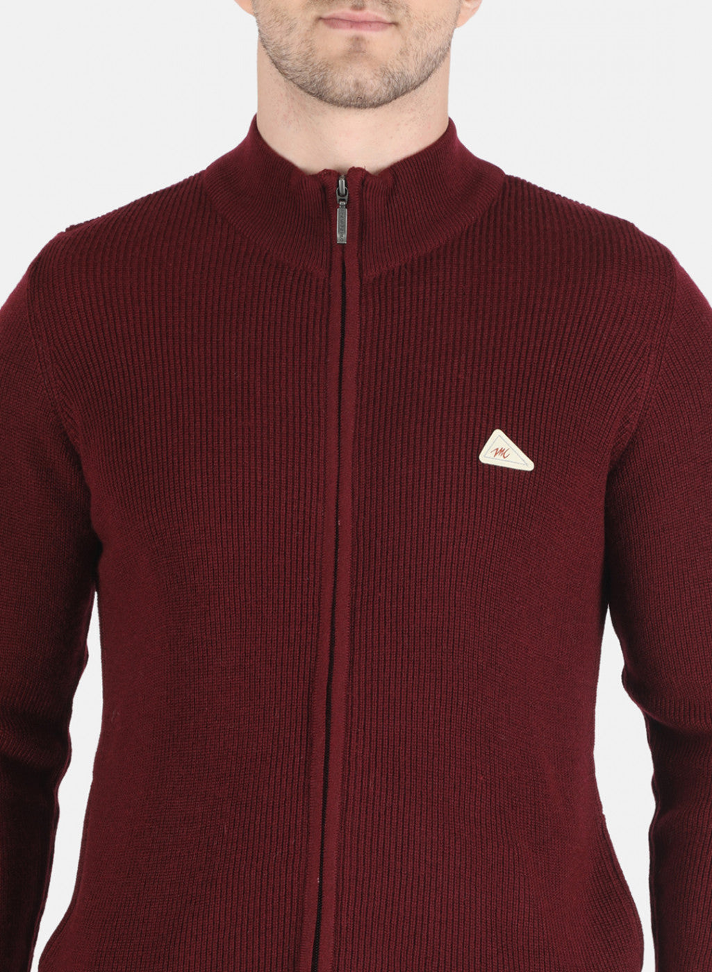 Men Maroon Self Design Pullover