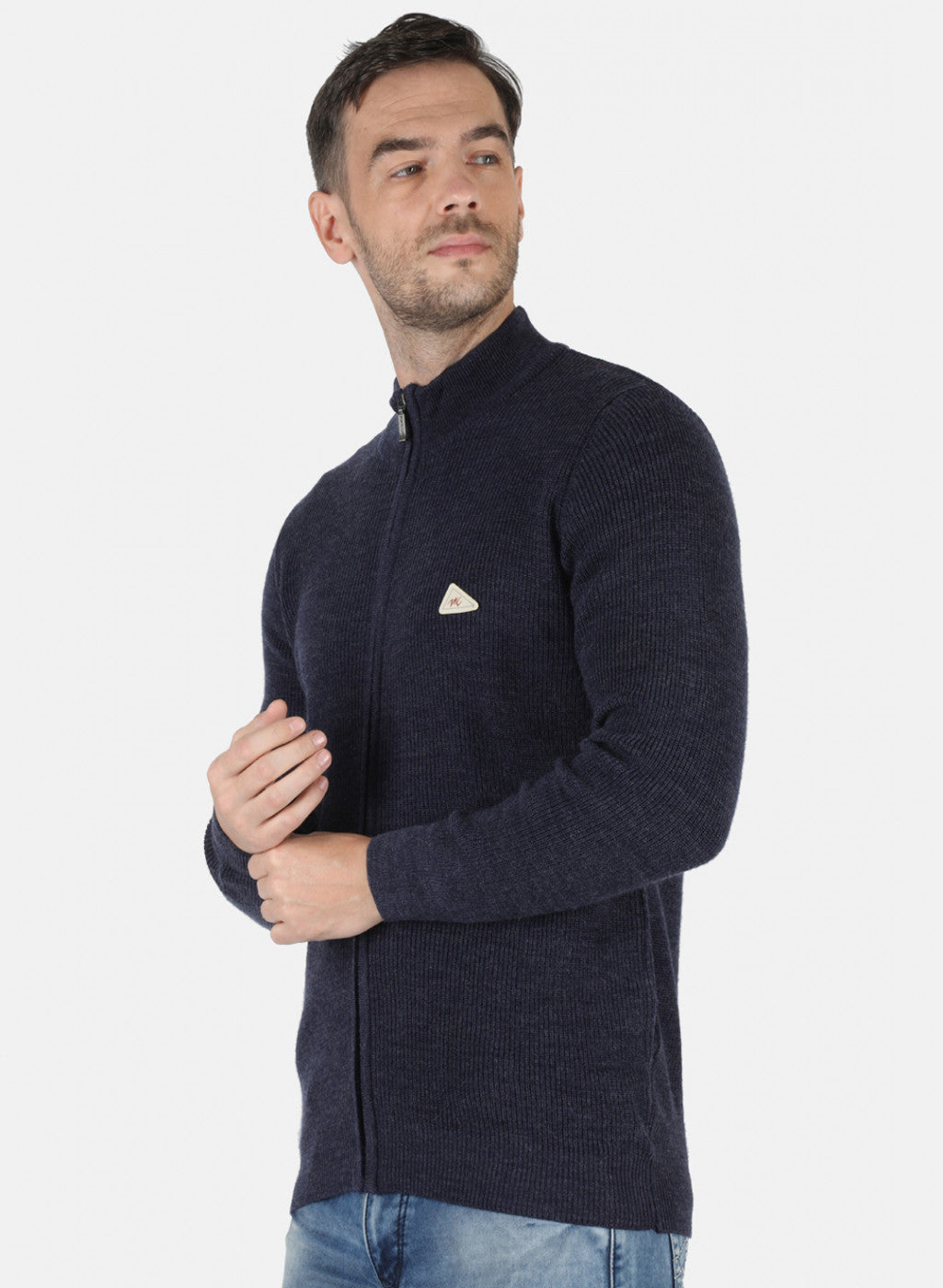 Men Blue Self Design Pullover