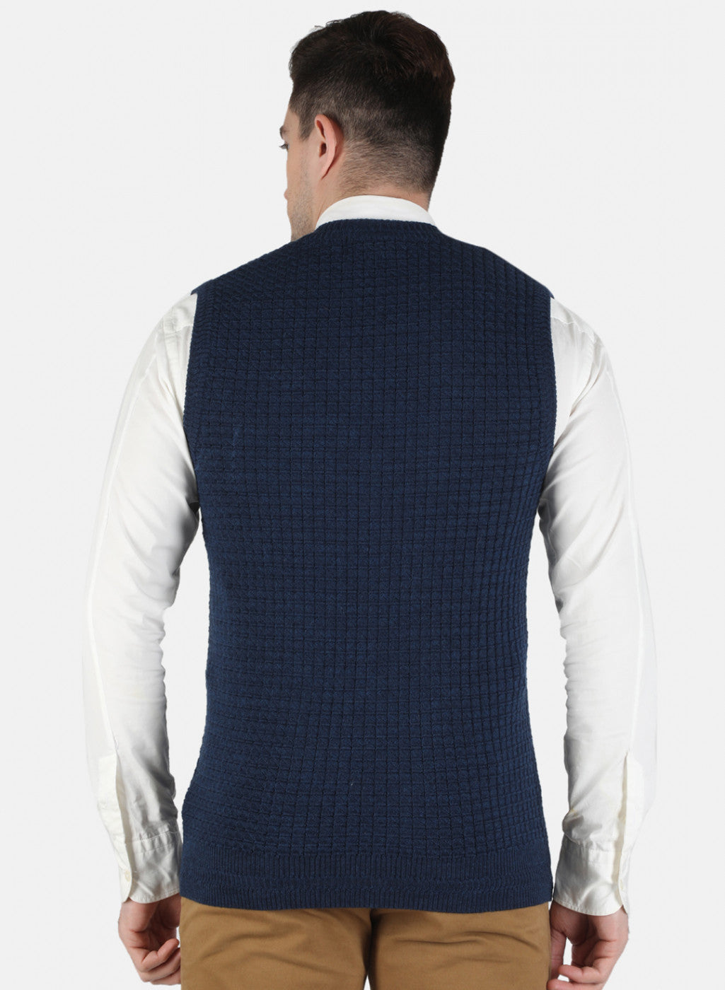 Men Blue Self Design Cardigan