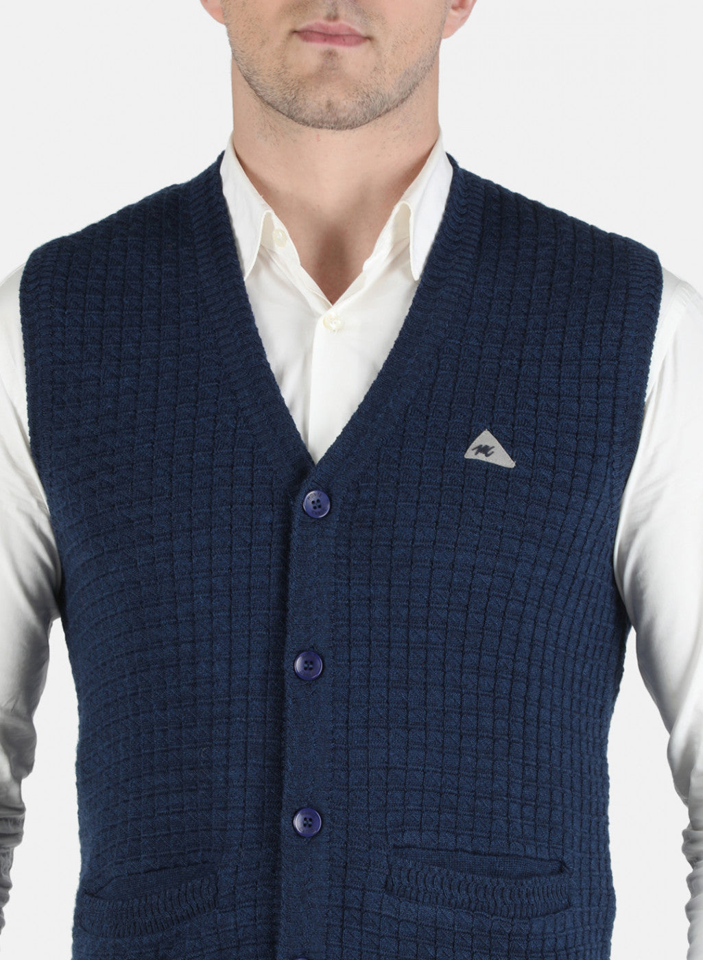 Men Blue Self Design Cardigan