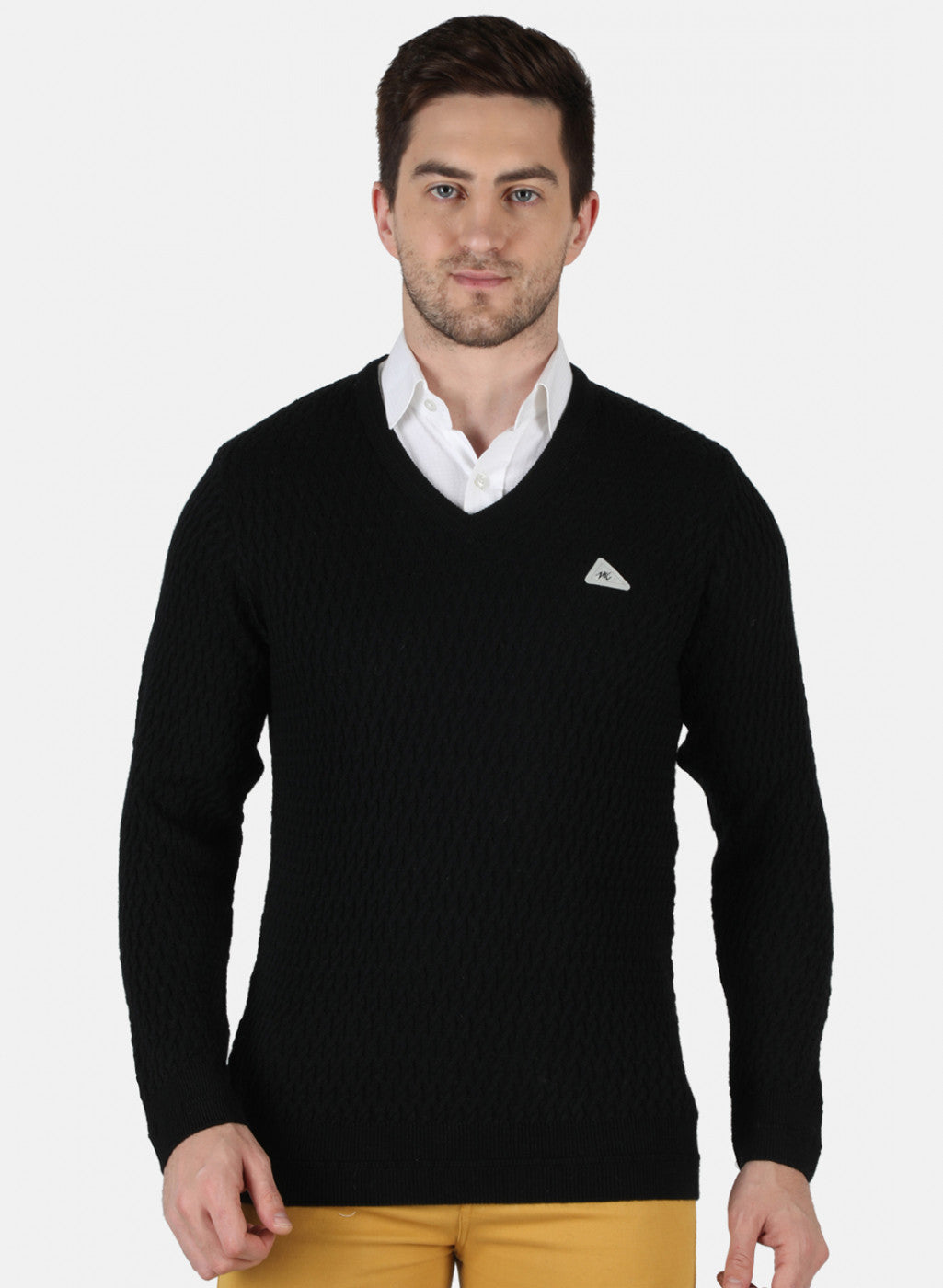 Men Black Self Design Pullover