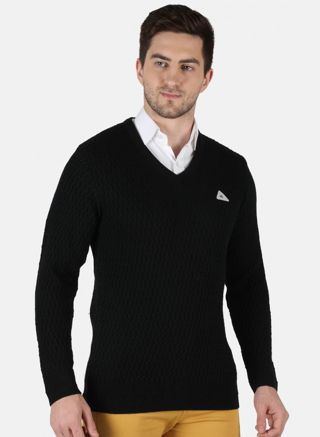 Men Black Self Design Pullover