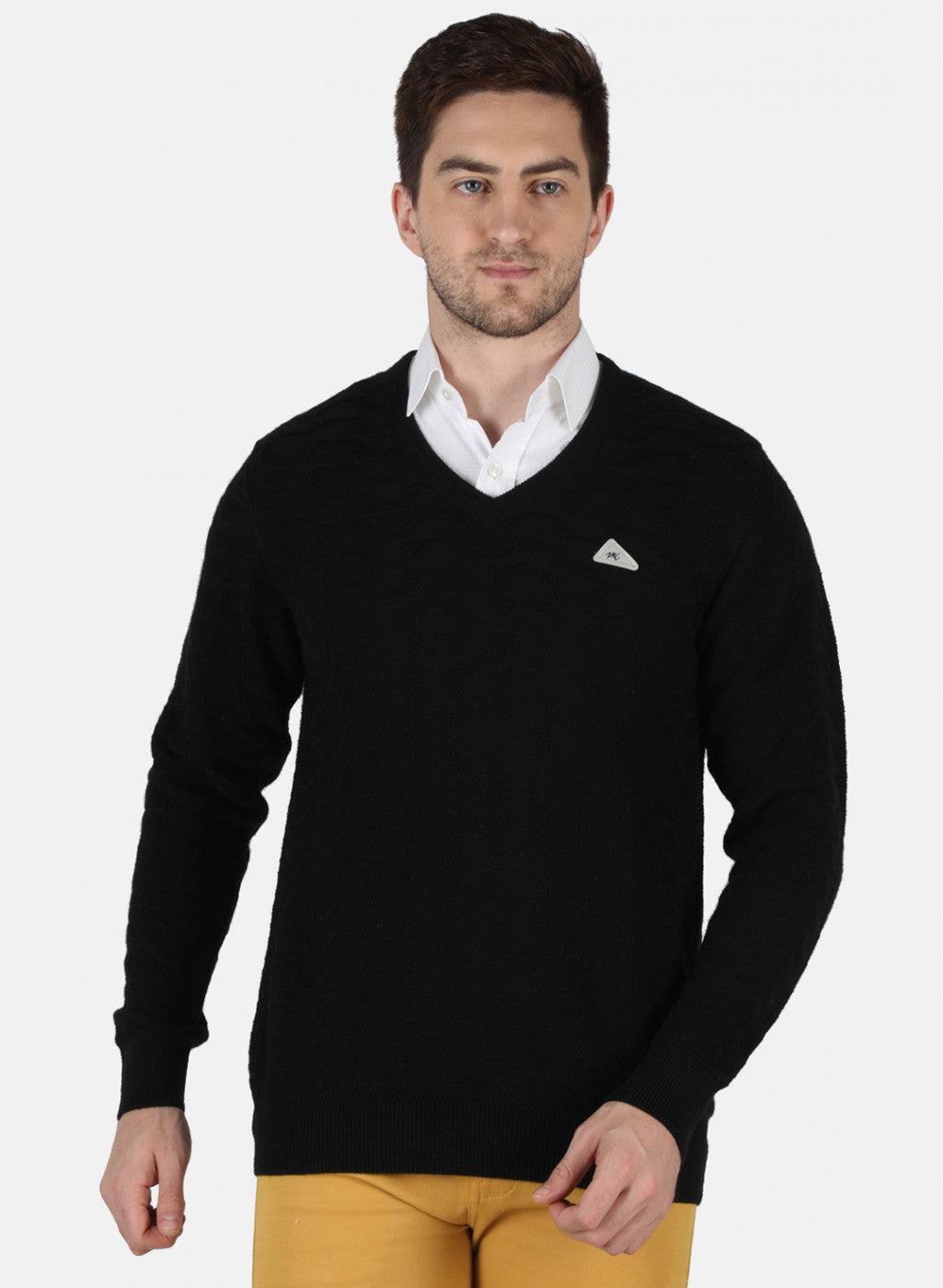 Men Black Self Design Pullover