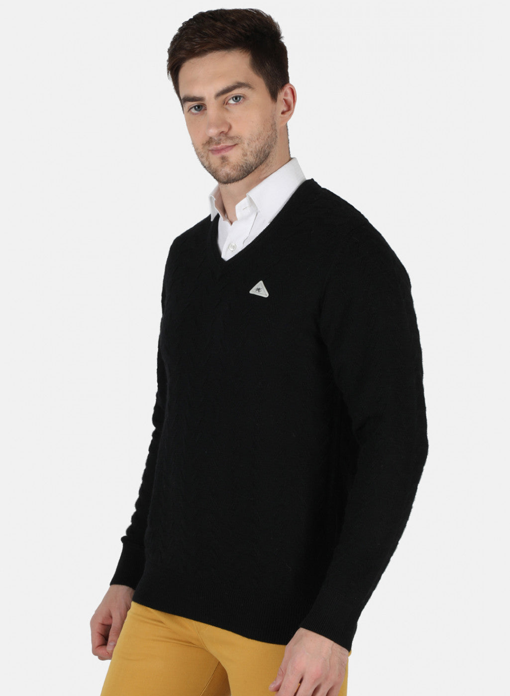 Men Black Self Design Pullover