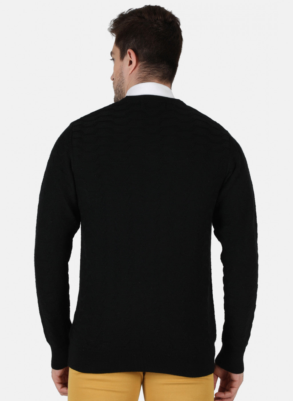 Men Black Self Design Pullover