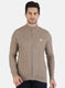 Men Beige Self Design Pullover