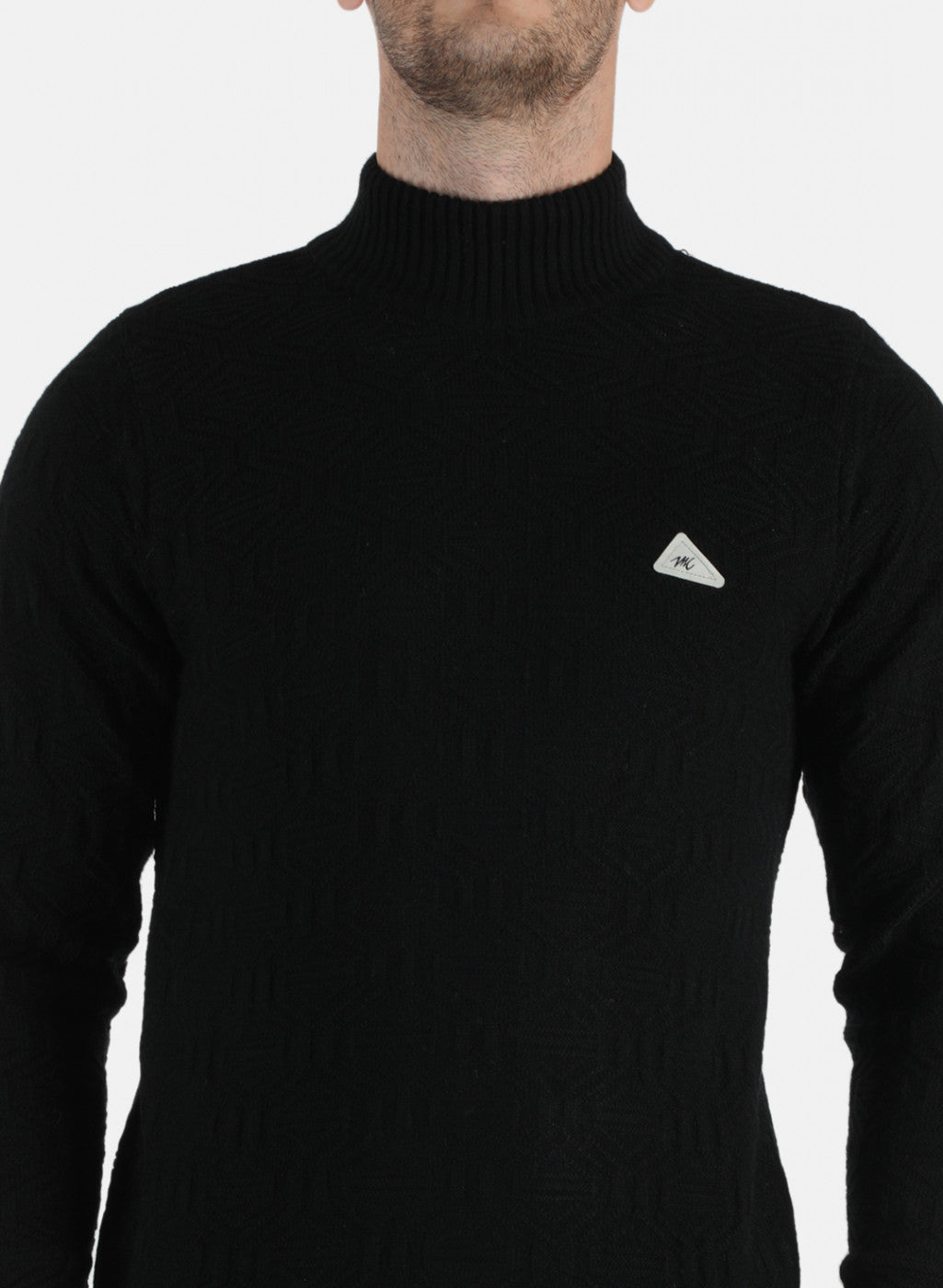 Men Black Self Design Pullover