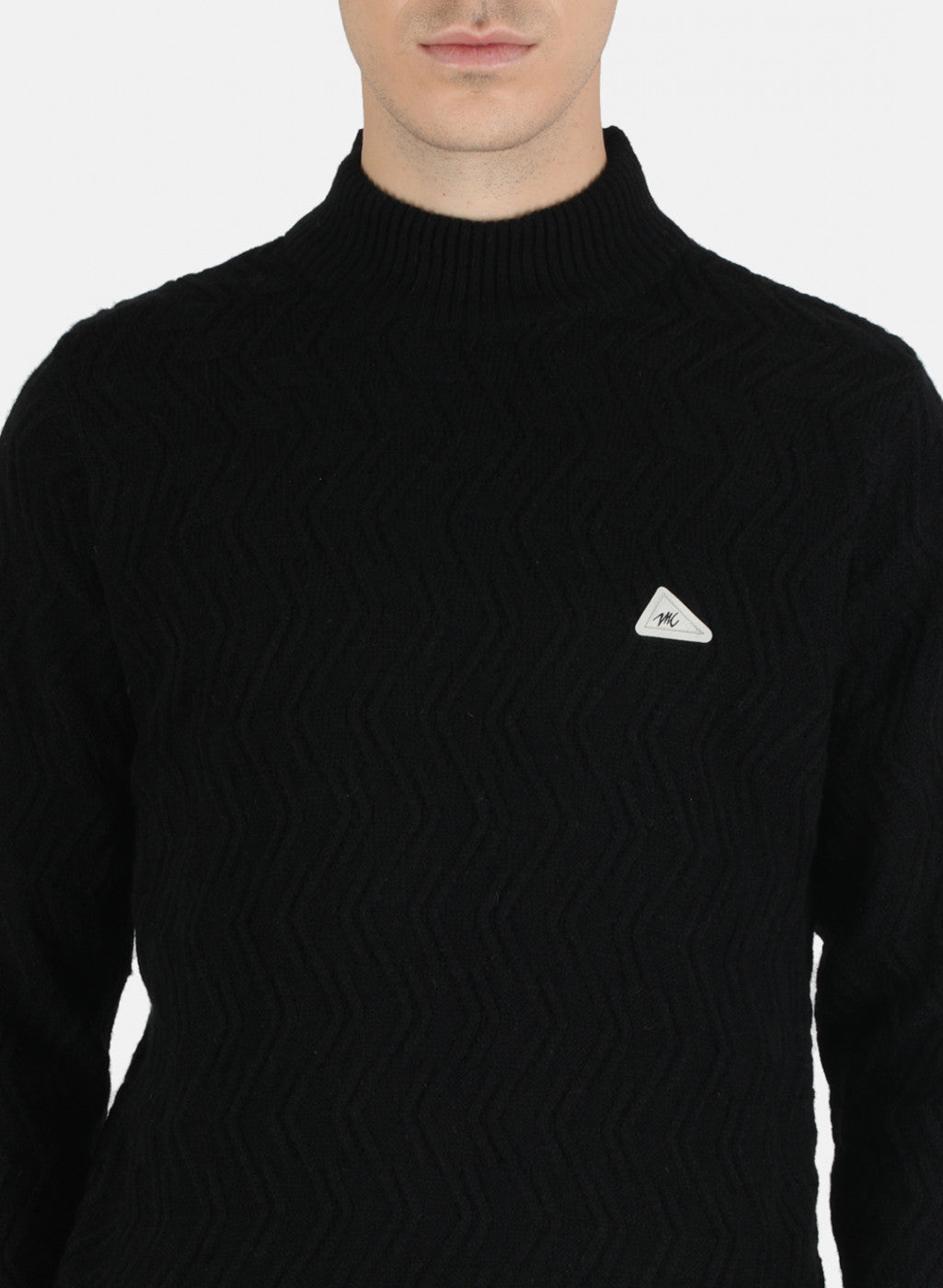 Men Black Self Design Pullover