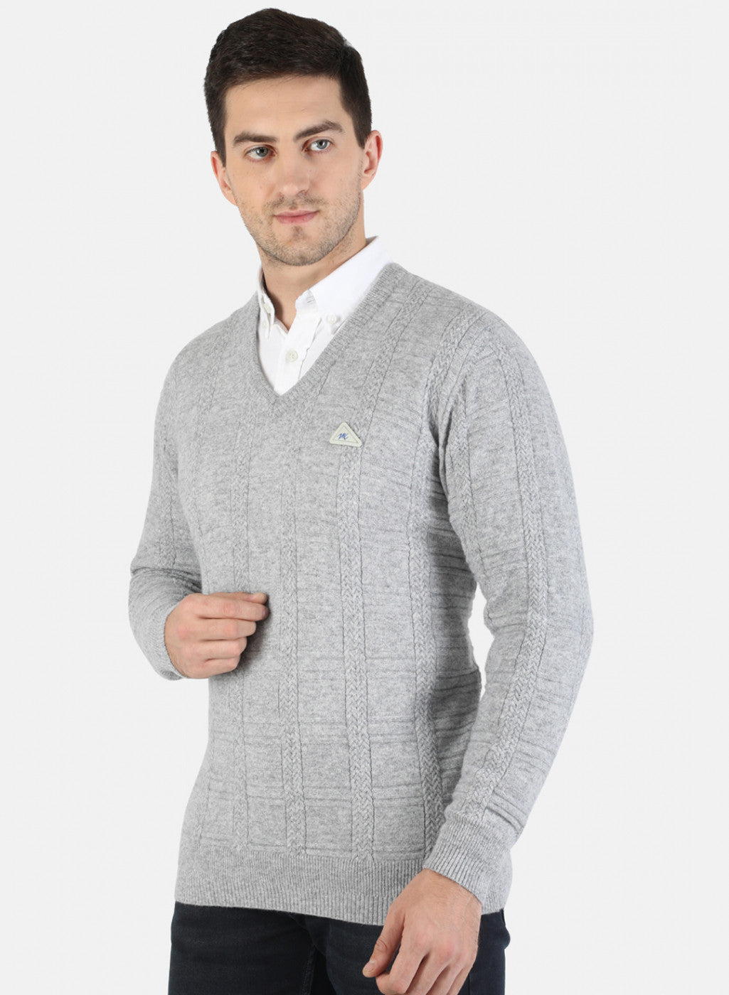 Men Grey Solid Pullover